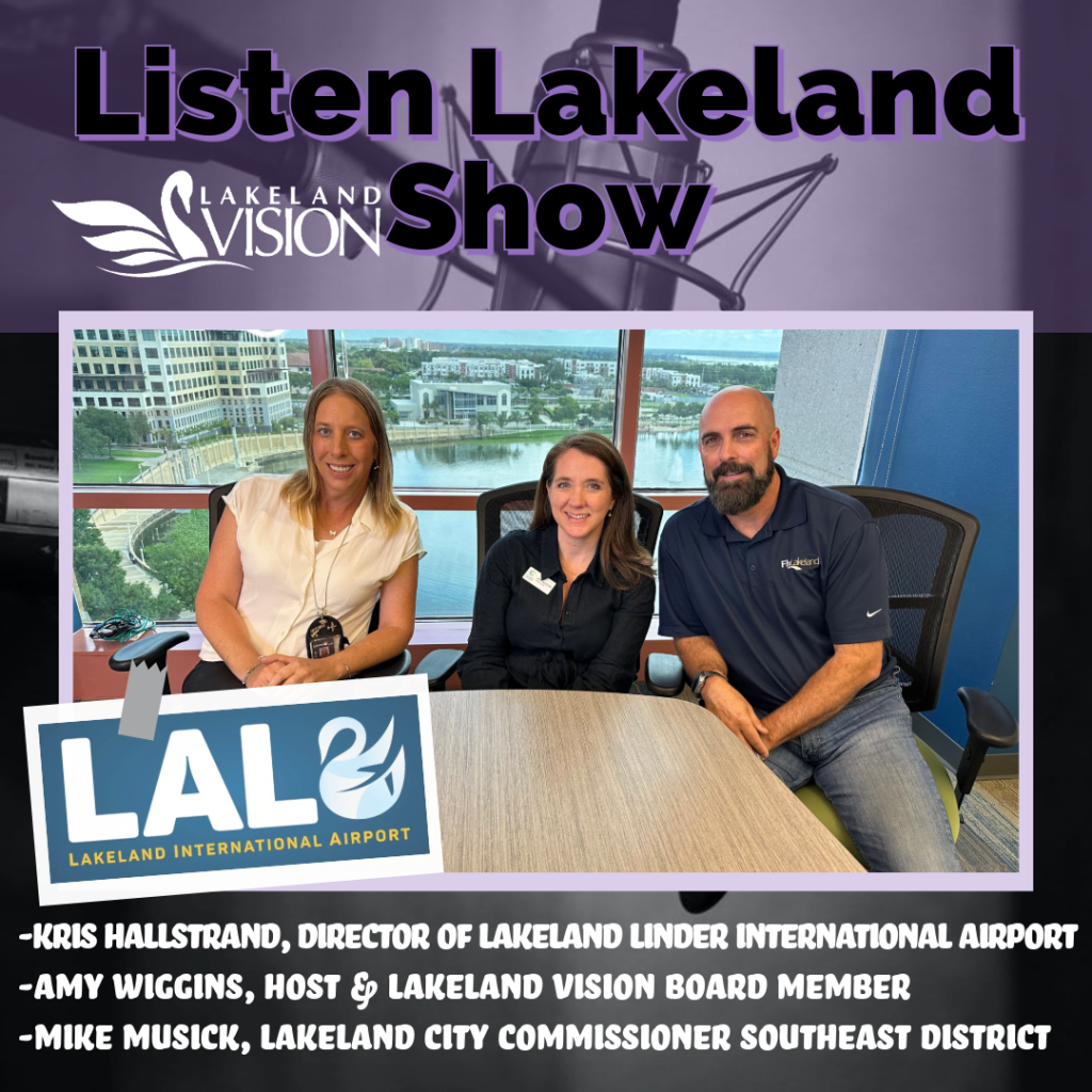 Listen Lakeland - Host:  Amy Wiggins, Lakeland Vision Board Member. Guests: Kris Hallstrand, Director of Lakeland Linder International Airport. Mike Musick, Lakeland City Commissioner, Southeast District